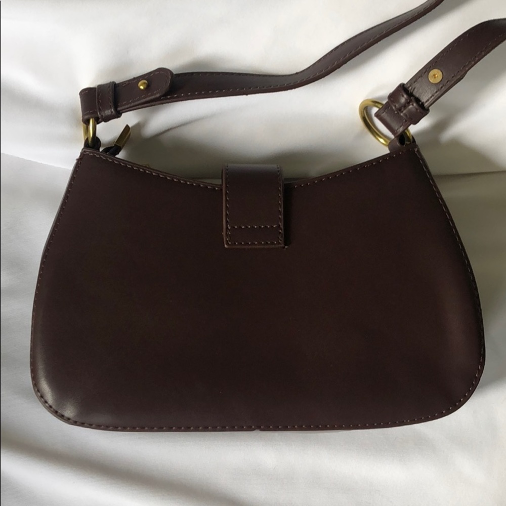 Small Vegan Leather Saddle Bag with Suede detail - Picture 10 of 12